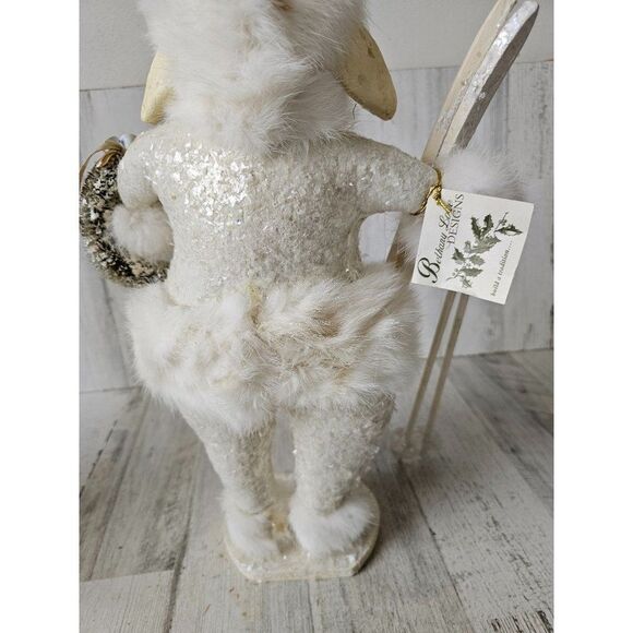 Bethany Lowe skier skiing wreath bunny Xmas glitter home decor - Picture 5 of 9